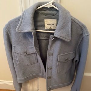Aritzia Wilfred Ganna cropped shirt jacket blue XS